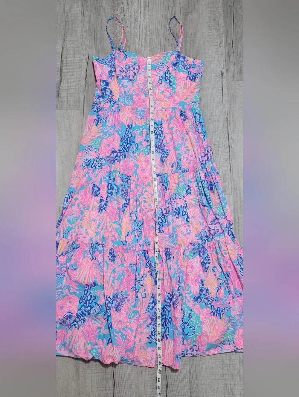 Lilly Pulitzer Edith Maxi Dress Splendor in the Sand Pink Blue Size 8 EUC - Picture 13 of 15